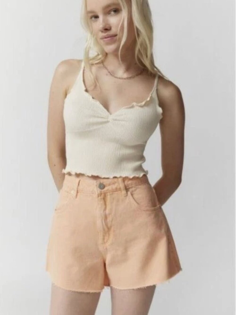 Abrand A Venice Pastel Cutoff Denim Short - Yellowcake